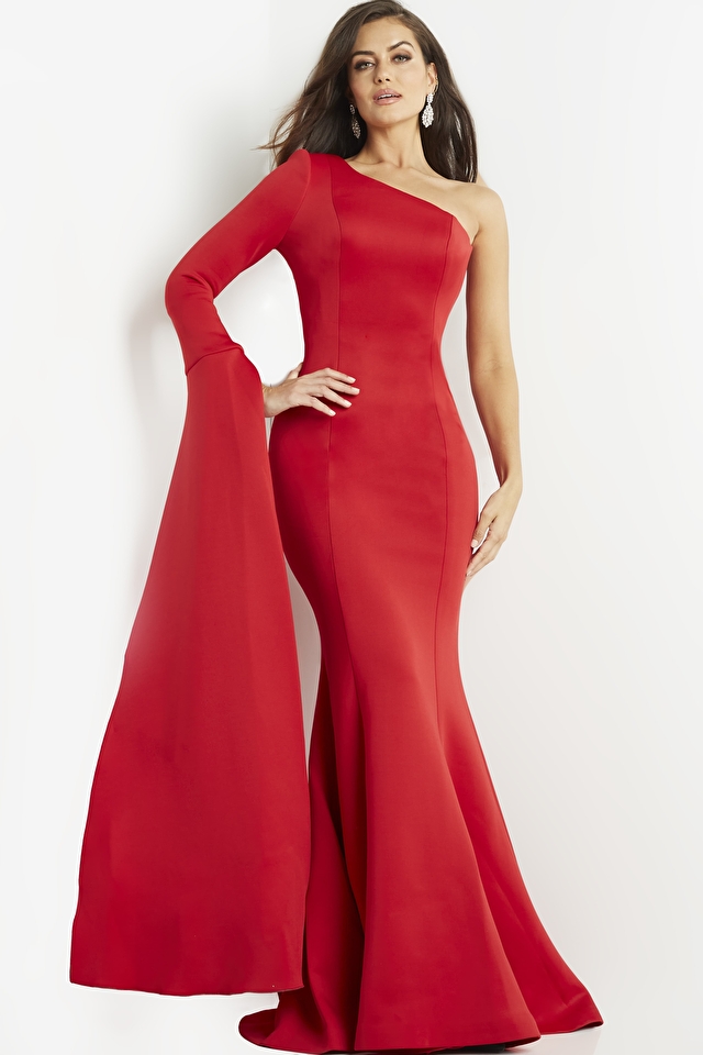 Jovani Dress 07128 Red Sheath Evening Dress